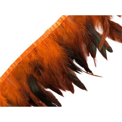 Prýmek - kohoutí peří 14-16 cm oranžová 1 m