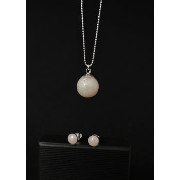 Meganflo Комплект сребро - перла и мини обеци