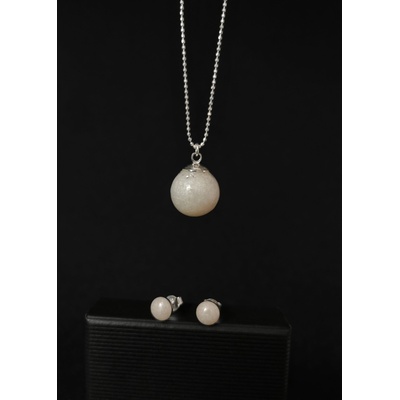 Meganflo Комплект сребро - перла и мини обеци