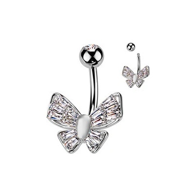 Šperky4U piercing do pupíku s motýlkem WP0075