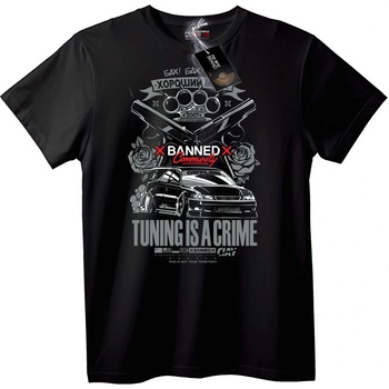 NOONEBRAND Тениска Тунингът е престъпление - XL, Black