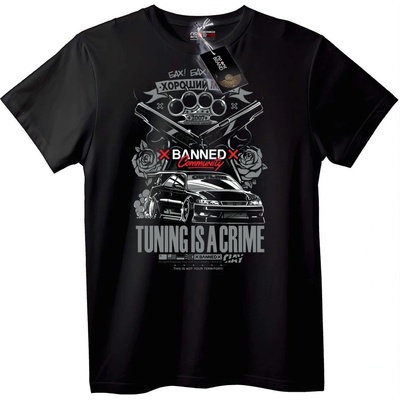 NOONEBRAND Тениска Тунингът е престъпление - XL, Black