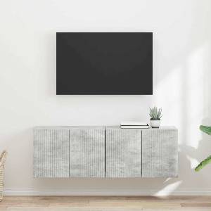 vidaXL TV стенен шкаф 2 бр. Циментено сиво Инженерна дървесина (892336)