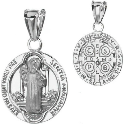 Argento Strieborný prívesok medaila sv. Benedikta 85012