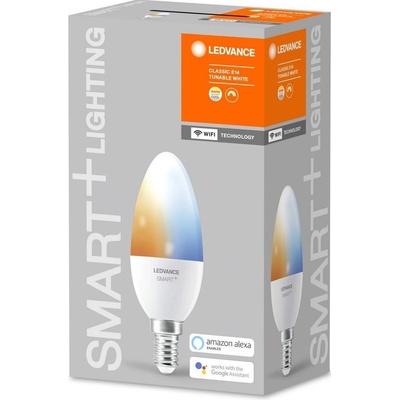 LEDVANCE Smart+ WIFI LED světelný zdroj, 4,9 W, 470 lm, teplá studená bílá, E14