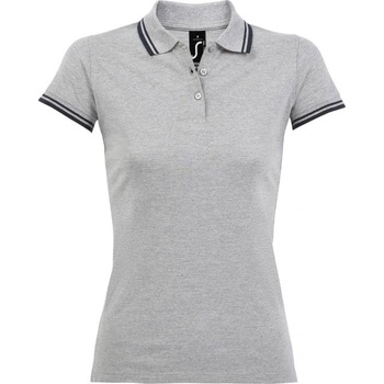 SOL'S PASADENA / Дамска поло тениска - сиво-меланж/тъмносиньо - S (250578w0201)