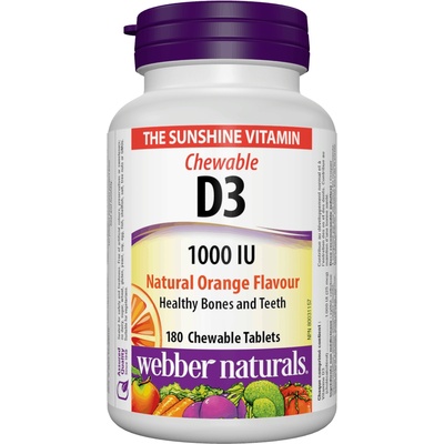 Webber Naturals Vitamin D3, 1000 IU, портокал, 180 таблетки, Webber Naturals