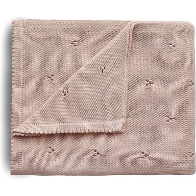 Mushie Knitted Pointelle Baby Blanket плетени одеяла за деца Blush 80 x 100cm