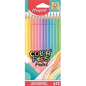 Maped Комплект цветни моливи, триъгълни, MAPED "ColorPeps Pastel", 12 различни пастелни цвята 832069FC (832069FC)