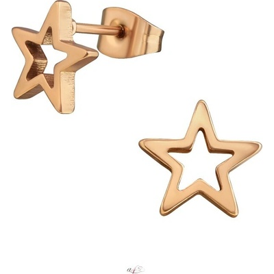 All4Silver Náušnice ocelové hvězdičky rose gold S4976