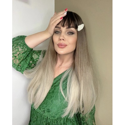 Hnedá parochňa Bonnie s ofinou a blond končekmi