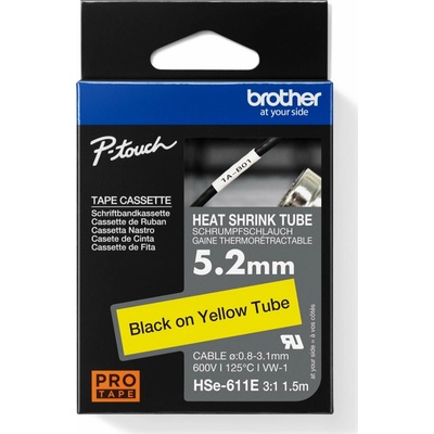 BROTHER smršťovací bužírka - HSE-611E žlutá pro E300VP H300 H500 E550 P700 P750 D800 P900 P950 - 5,2mm / o 0,8-3,1 / 3:1