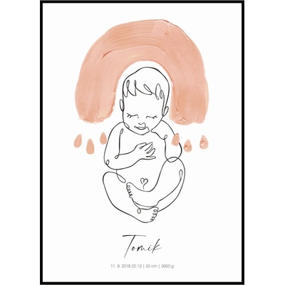 Jen tak z lásky Plakát Miminko s údaji o narození Rozměr plakátu: 30 x 40 cm, Varianta: S duhou