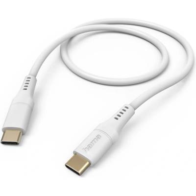 Hama Кабел за зареждане "Flexible", USB-C - USB-C, 1.5 м, силиконов, бял (V-HAMA-201577)