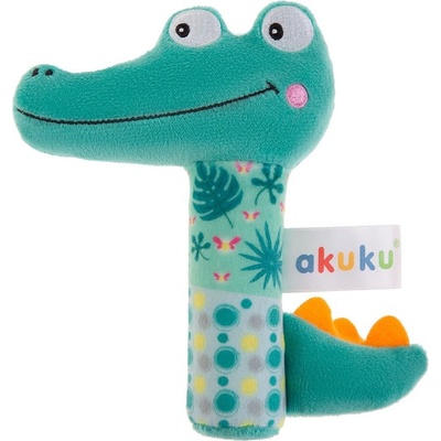 Akuku plyšová hračka s chrastítkem krokodýl zelená