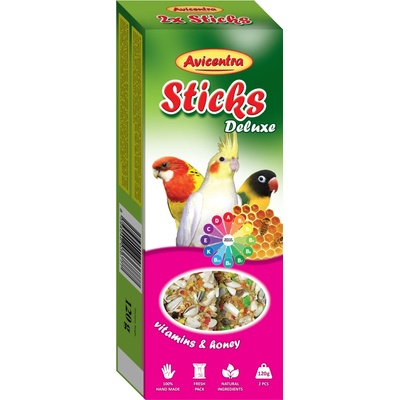 Avicentra Sticks Deluxe tyčinky vitamíny/med pre malé papagáje 120 g