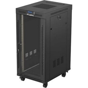 Lanberg Комуникационен шкаф Lanberg Rack Cabinet 19" Free-Standing 24U/600X800 (FlAT Pack) With Glass Door LCD Black V2 (FF01-6824-12BL)