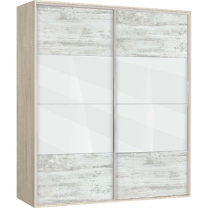 Bogdan Furniture G Двукрилен гардероб с плъзгащи врати Мебели Богдан Модел bm-ava 5, кристал със сонома - bogdanmebel