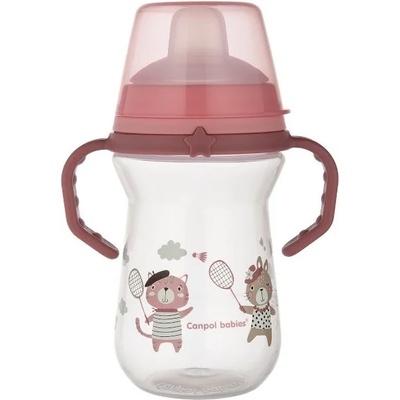 Canpol Неразливаща чаша със сламка Canpol - Bonjour Paris, 250 ml, розова (56/613_pin)