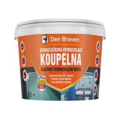 Hydroizolace jednosložková KOUPELNA, Den Braven 5 kg (kbelík) medově hnědá, balení 1 ks