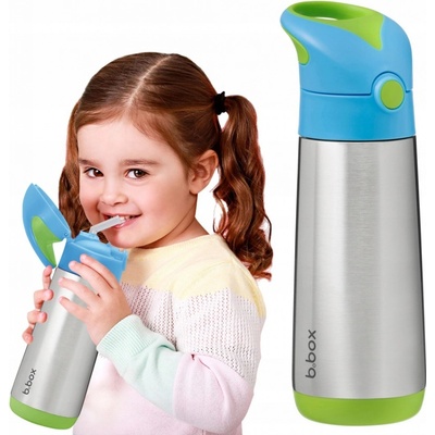 b.box Termoska na nápoj so slamkou modrá/zelená 500 ml