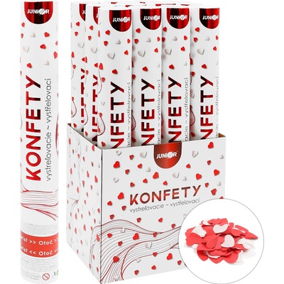 Střílející konfety - trubka 40 cm, bílá a červená papírová srdce – Zboží Dáma