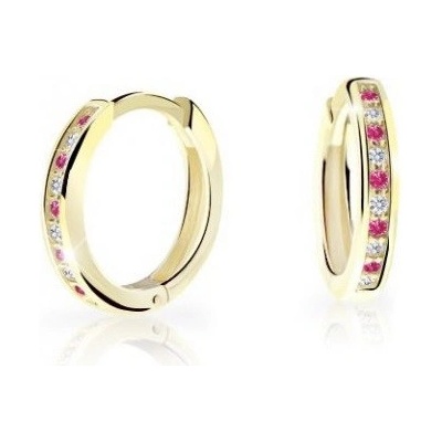 Cutie Jewellery kruhové náušnice zo žltého zlata C3343-80-X-1 fuchsiová
