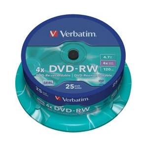 Verbatim DVD-RW(25-pack)Шпиндел/4x/4.7GB (43639)