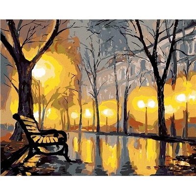 zuty Malování podle čísel Podzimní park a lavička 80 x 100 cm vypnuté plátno na rám