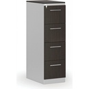 PRIMO Kovová zásuvková kartotéka s drevenými čelami A4 sivá/wenge