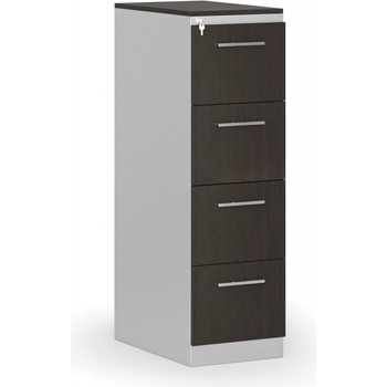 PRIMO Kovová zásuvková kartotéka s drevenými čelami A4 sivá/wenge