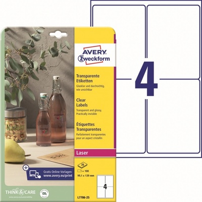 Avery Zweckform L7786-25 25 x A4 Čiré etikety 991 x 139 mm 100 ks