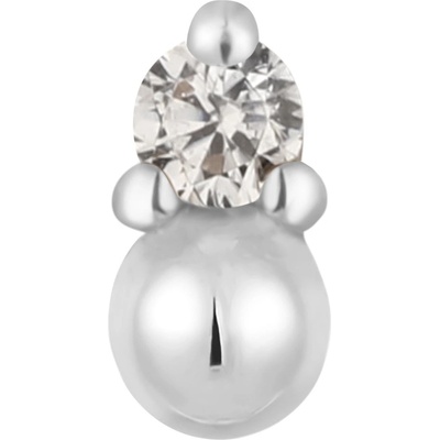 Buddha jewelry Buddha jewelry Bezzávitová koncovka piercingu Babe ze 14 kt zlata se zirkonem 585/1000 Bílé zlato