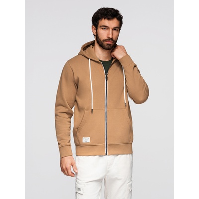 Ombre Clothing Мъжко памучно суитшърт BASIC с качулка - кафяво V2 OM-SSBZ-0272 Ombre Clothing Ombre Clothing | Kafyav | МЪЖЕ | XL