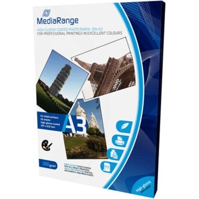 MediaRange Фотохартия MEDIARANGE GLOSSY, A3, гланцирана, 200g/m2, 50 листа (MRINK109)