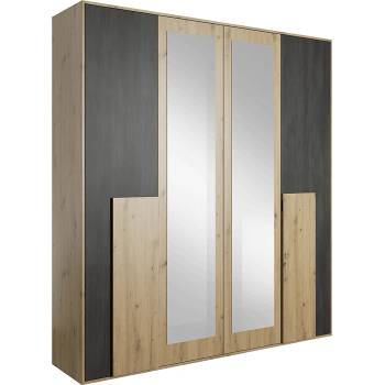 Гардероб Bafra 4D дъб артисан и черен бор