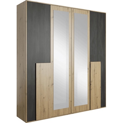 Гардероб Bafra 4D дъб артисан и черен бор