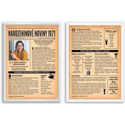 Noviny k narozeninám 1971– jednostranné až čtyřstranné
