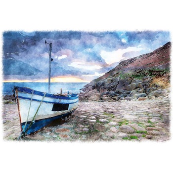 DIMEX ART s. r. o Флизелинов фототапет рибарска лодка 375 x 250 см