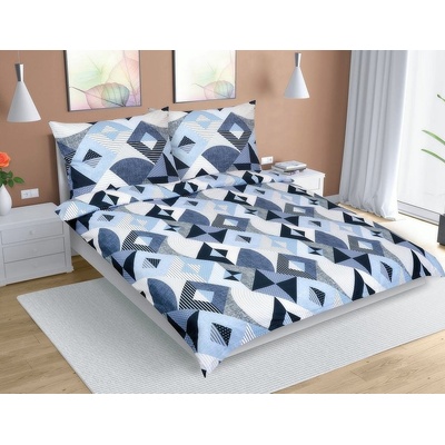 Bellatex obliečky bavlna F90/505 Geometrie modrá 180x220 2x70x90