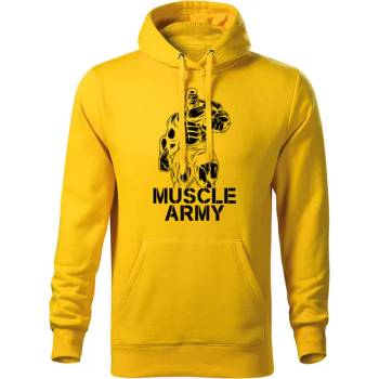 DRAGOWA мъжки суитшърт с качулка Muscle Army Man, жълт, 320г/м2 (5818)