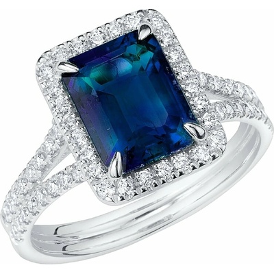 Eppi Zlatý halo prsten s emerald lab grown alexandritem a diamanty Ralph R47174