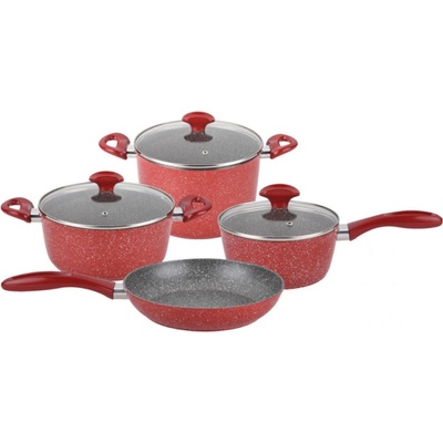 Sapir Комплект тенджери, касерола и тиган ZEPHYR Red Passion ZP 4418 E7, Мраморно покритие, Индукция, Червен (1210120015)