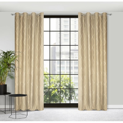 Takoy PIERRE CARDIN Záves MARGO z francúzskeho zamatu zdobený výšivkou do kosoštvorcov 140 x 250 cm-HF-389716 | 140 x 250 cm