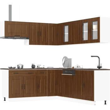 vidaXL Комплект кухненски шкафове, 11 части, "Kalmar", кафяв дъб, инженерна дървесина (3314918)