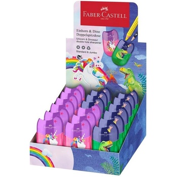 Faber-Castell Острилка Еднорог и динозавър, двойна, 18 броя (1015200222)
