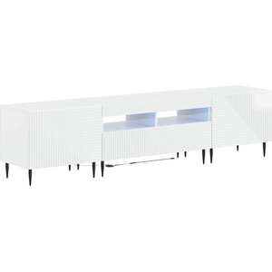 vidaXL 3 части LED ТВ шкаф Бял гланц Инженерна дървесина (3416682)
