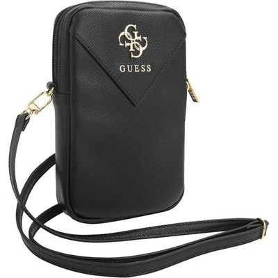 Guess PU Grained 4G Metal Logo Wallet Phone Bag Zipper černé