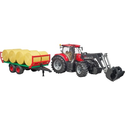 BRUDER Bruder Case IH Optum 300CVX модел трактор с кофа, с ремарке с бали (03198)