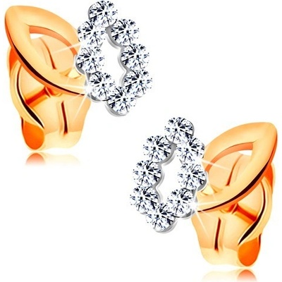 Šperky eshop blýskavé zlaté obrysy dvou malých lístků dvoubarevné provedení GG166.02